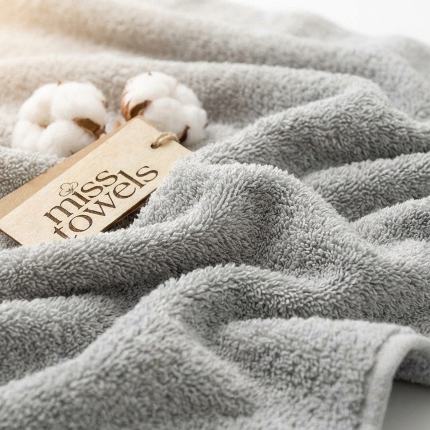 Detail licht grijze hotel handdoek Miss Towels 