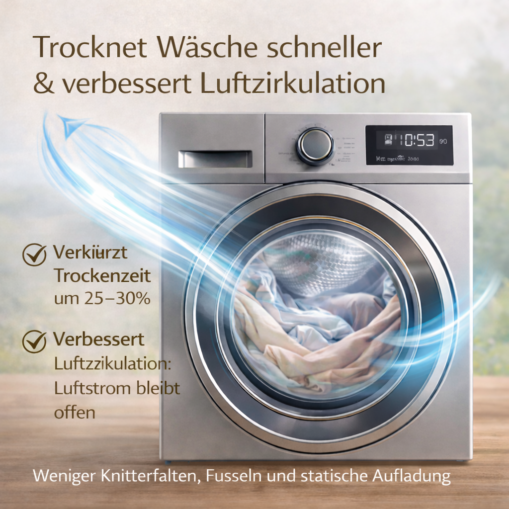 Ihre Wäsche trocknet schneller mit unseren Trocknerbällen lang:"de"