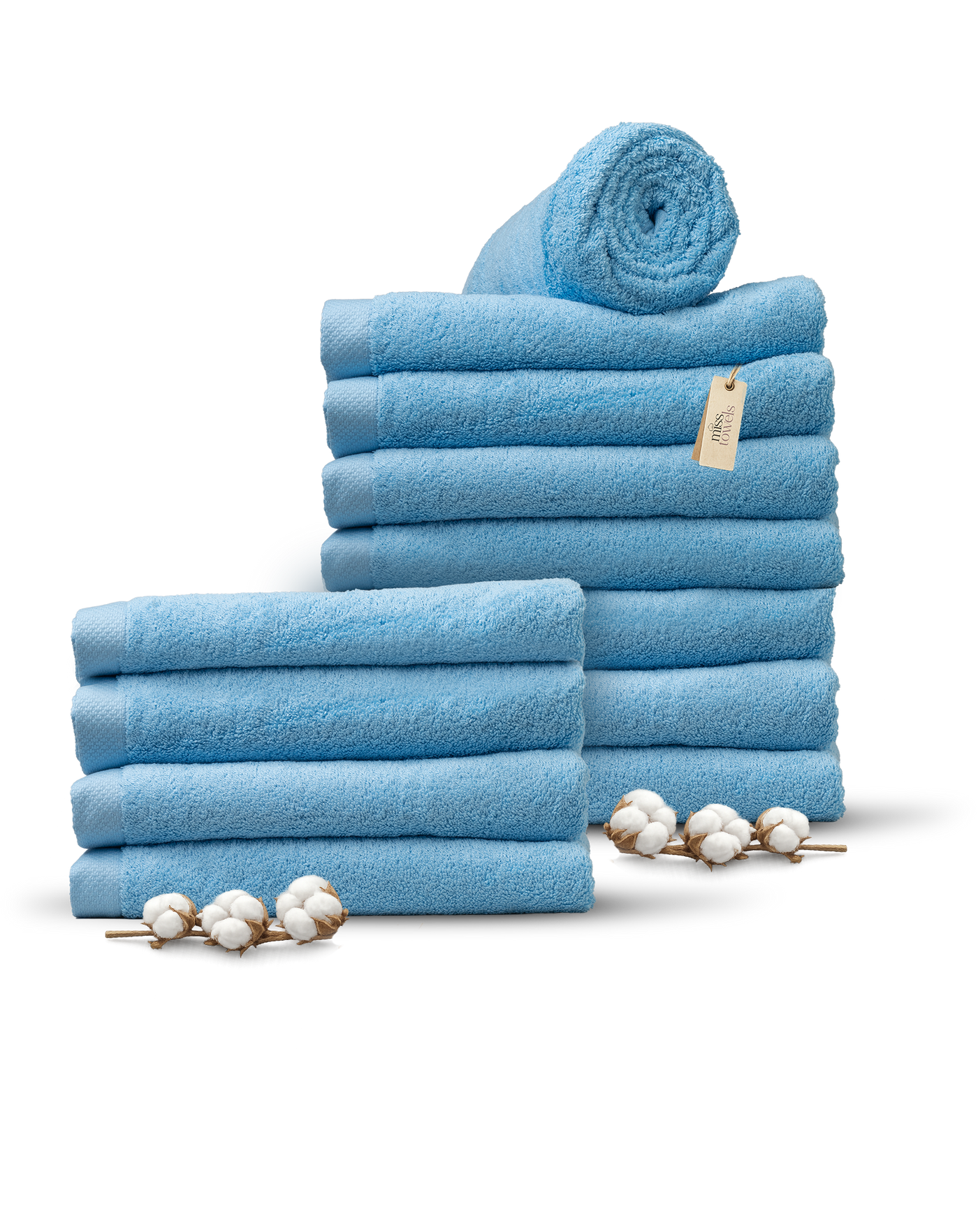 Hotelkwaliteit handdoeken 12 stuks 70x140 hemelsblauw