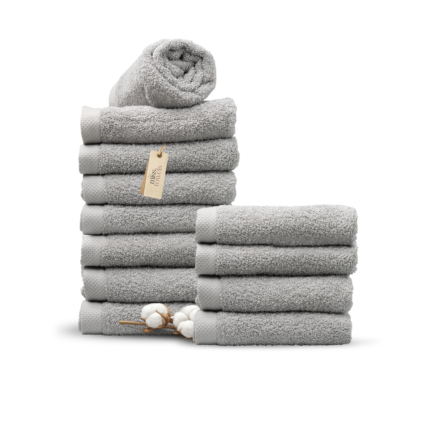 Hotelkwaliteit handdoeken 12 stuks 50x100  lichtgrijs