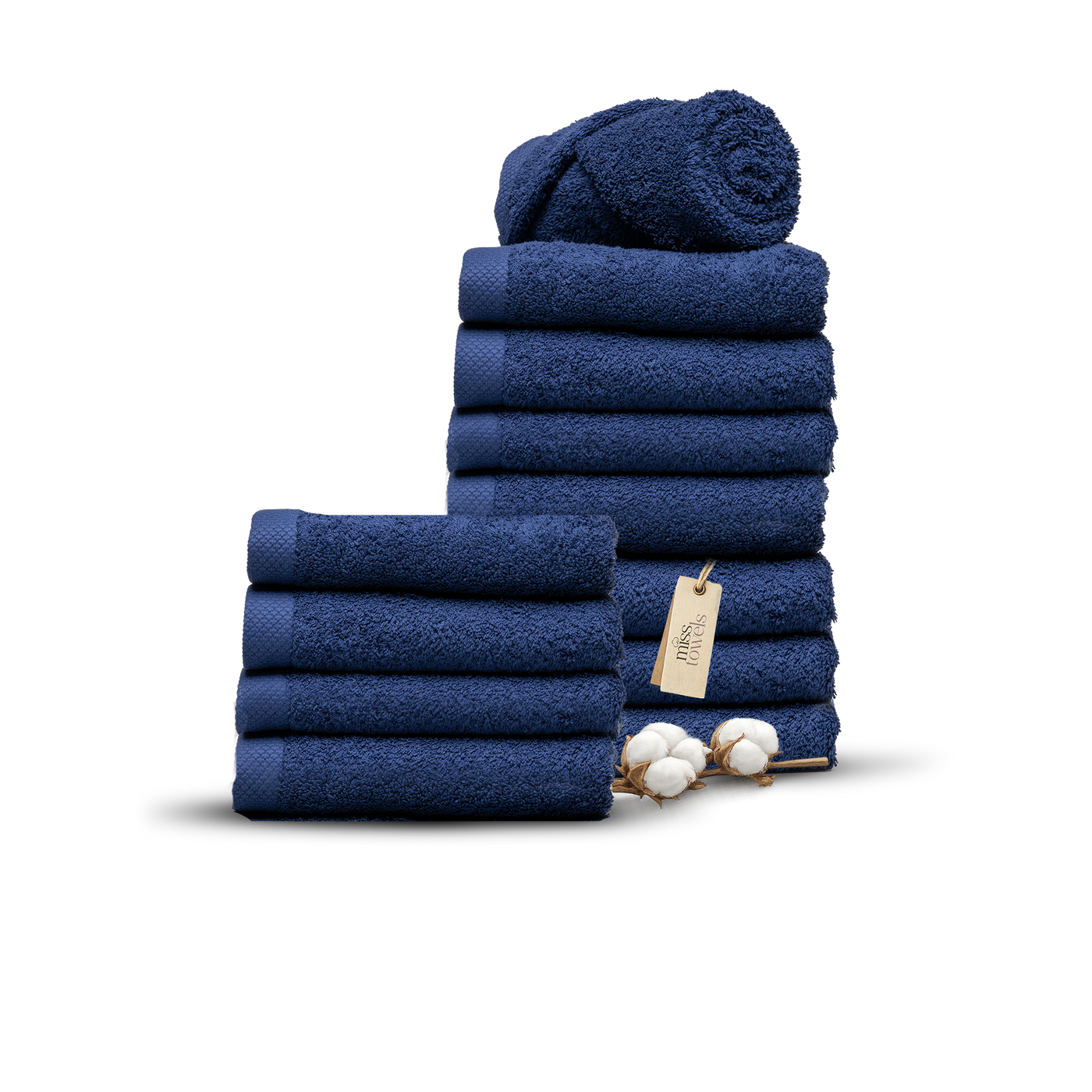 Hotelkwaliteit handdoeken 12 stuks 50x100 marine blauw